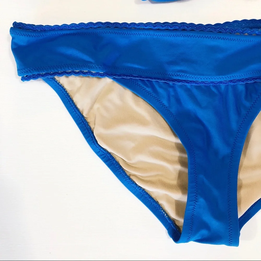 J. crew Rickrack Trim Triangle Bikini Blue - Picture 4 of 7